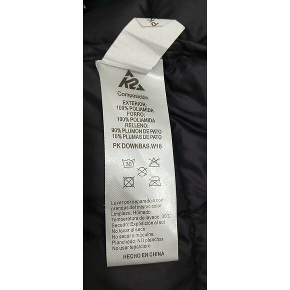 K2 mens medium 800 down lightweight black jacket quilted warm - Picture 7 of 7
